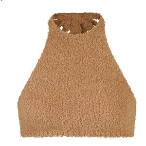 NWT Skims Cozy Knit Halter Bra Top In Bone Color Size L/XL